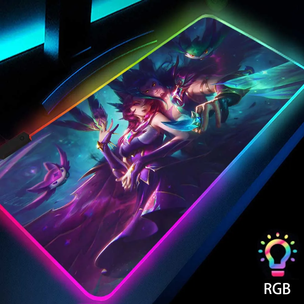 

Anime Mousepad Rgb Lights Gaming Mouse Pad Large Glowing Mausepad Xxxl League of Legends Illuminated Gamer Carpet Backlight Mat