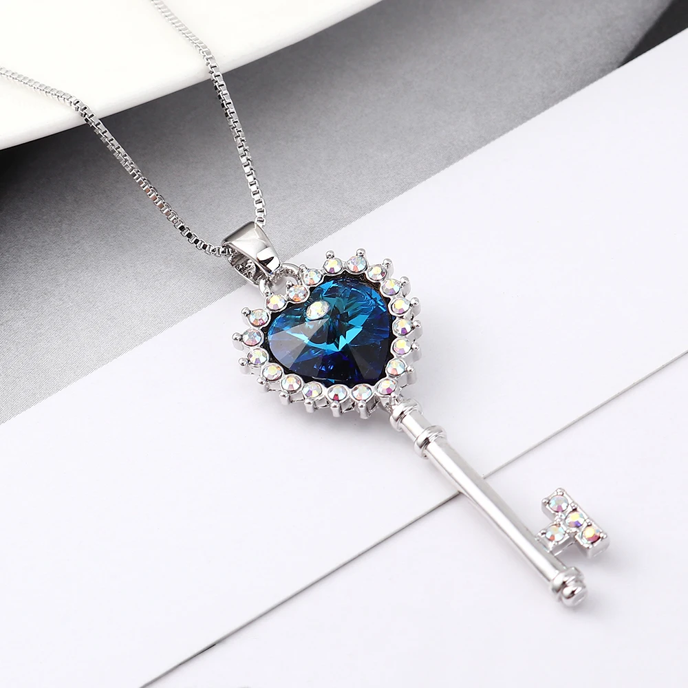 Подвеска в форме ключа сердца с кристаллами Swarovski|Ожерелья подвеской| |