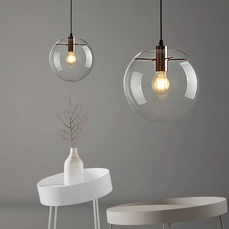 Современный минималистский подвесной светильник E27 из прозрачного стекла для