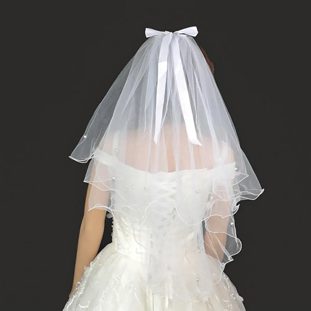 Свадебная фата привлекательная износостойкая дышащая сетчатая длинная с бантом