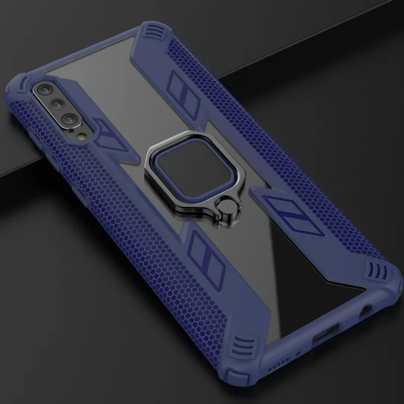 Navy Противоударный защитный чехол для samsung Galaxy A50, чехол 6," для samsung A 50 A30, кольцо-держатель для пальца, чехол для телефона, KONSMART - Цвет: Navy
