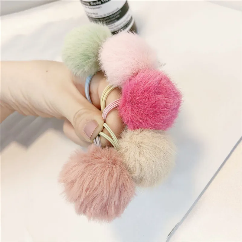5 шт./компл. головной убор факс меховой шарик конский хвост держатели эластичное