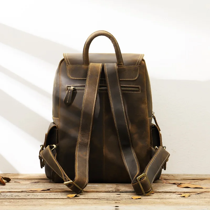 Мужской рюкзак из 100% натуральной коровьей кожи студенческий для мальчиков