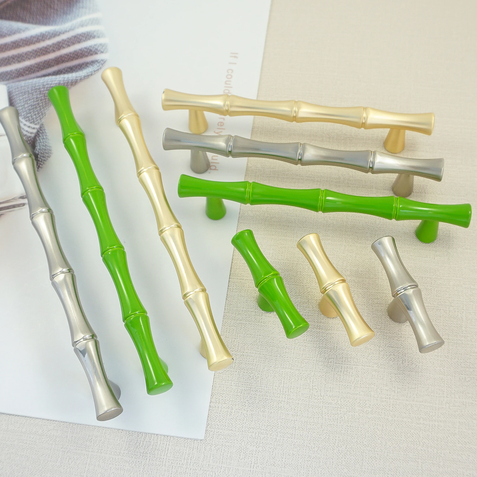 3.78'' 5'' Bamboo Shape Furniture Handles Zinc Alloy Cabinet Pulls Drawer Knob Kitchen Cupboard Wardrobe Closet Pull Knobs |