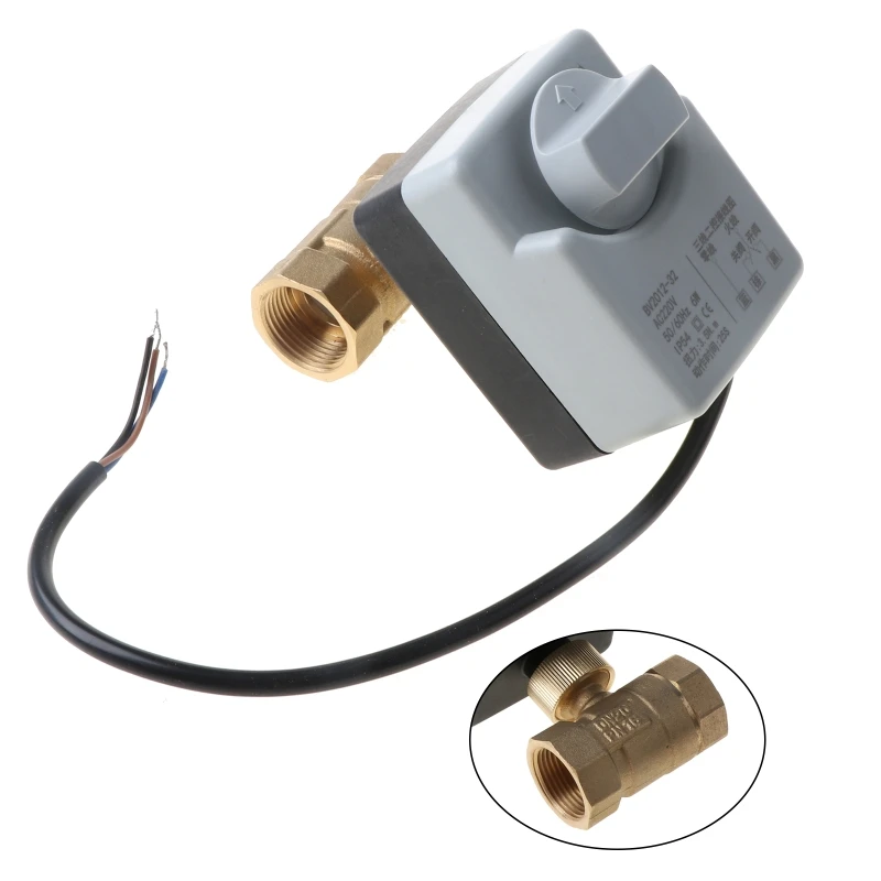 

AC220V DN15 DN20 DN25 2 Way 3 Wires Brass Motorized Ball Valve Electric Actuato With Manual Switch Dropship