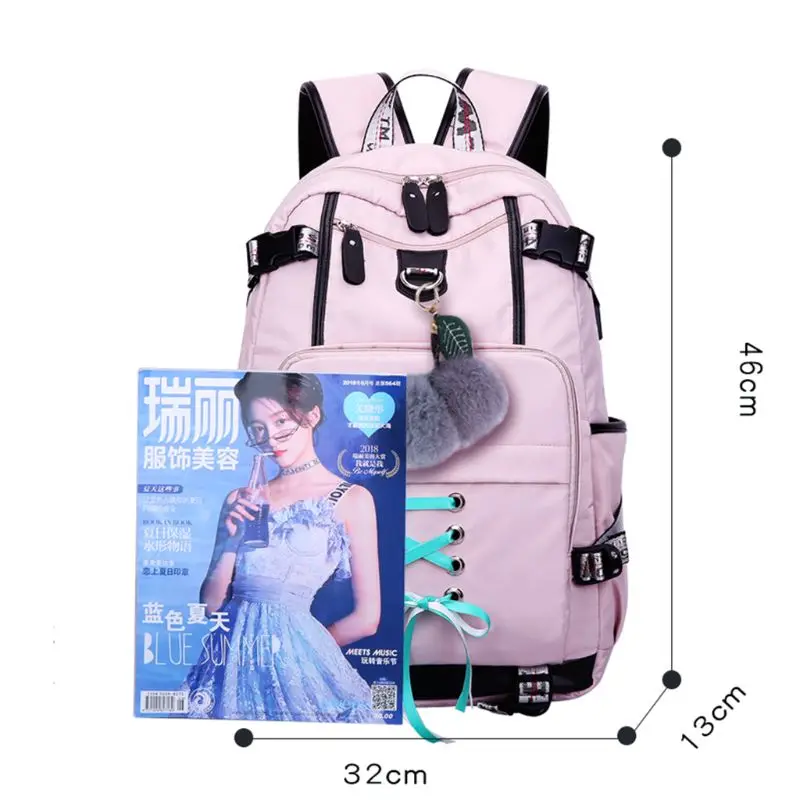 

New Laptop Women Backpack Large Capacity USB Charge Port Computer Daypack Anti-theft School Bag for Teenage Girls