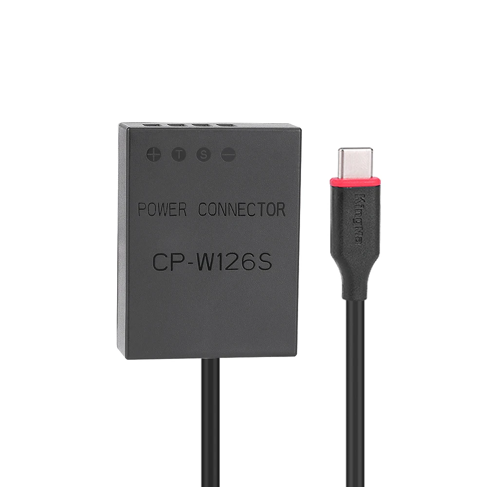 Адаптер питания для аккумулятора KingMa NP-W126 W126S USB-C Type C, соединитель постоянного тока для Fujifilm X-T3 XT2 XT30 XS10 XT200 XT100 X100V X100F