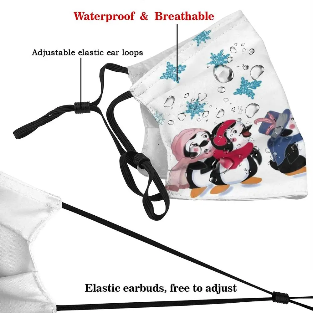 Snow Woman And Penguins Funny Print Reusable Pm2.724 Filter Face Mask Christmas Snowman Joy Happy | Аксессуары для одежды