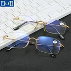 Очки для чтения мужские, женские, мужские, 2021, без оправы, с защитой от ультрафиолета, с защитой от сисветильник света, дальнозоркие, очки для коррекции зрения + 0,1  + 4,0