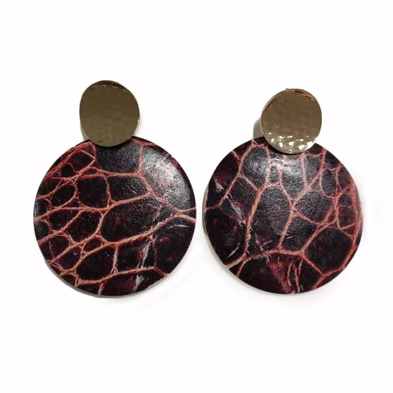 Новинка 2020 большие серьги-подвески со змеиным узором деревянные серьги Ретро