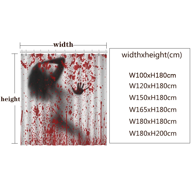 

Bathroom Scary 3D Horror Bloody Halloween Decoration Waterproof Mold-Proof Shower Curtain Art Deco Household Bathtub Screen