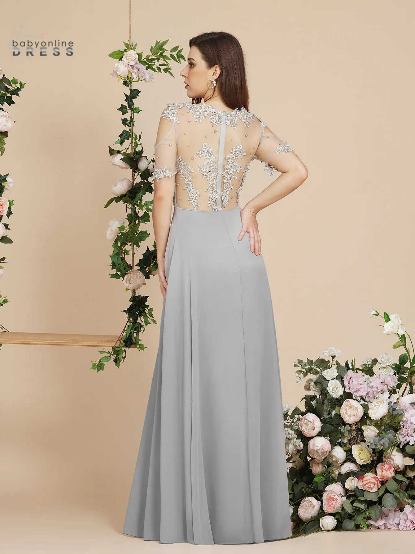 Длинные Выпускные платья с аппликацией жемчужное Прозрачное платье на спине