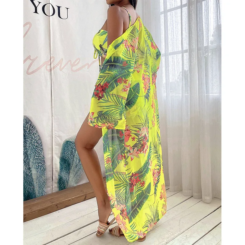 Yg brand European and American summer new women's Cape bikini suit split swimsuit design and color swimsuit three piece set
