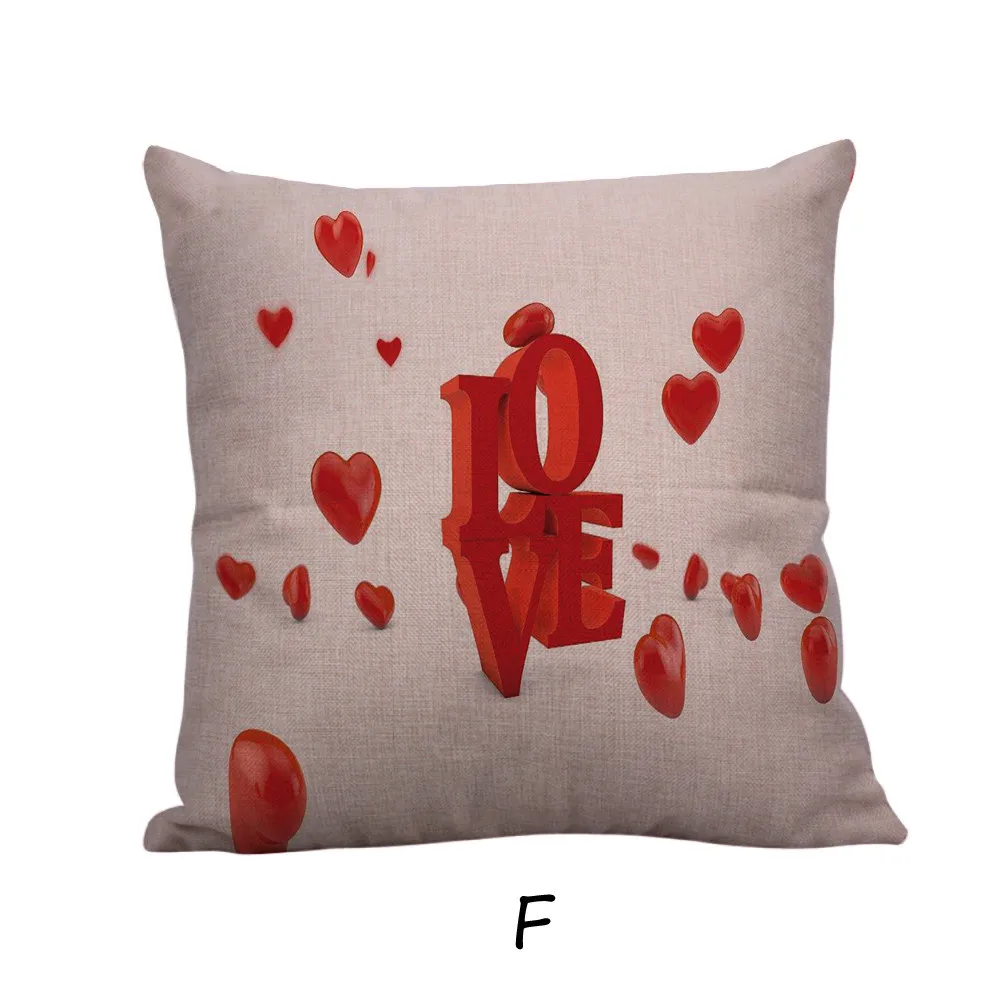 Happy Valentine Pillow Cases Linen Sofa Cushion Cover Home Decor Modern Design Removable Polyester Case Gifts Dropship /C | Дом и сад