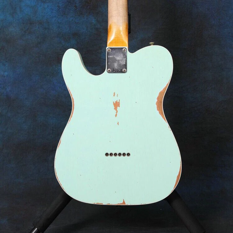 Пользовательская электрическая гитара синего цвета, фингерборд из палисандра, гитара, реликс руками, Tele