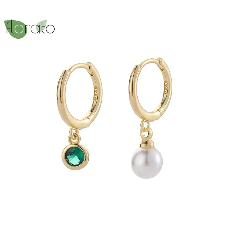 Женские серьги кольца из серебра 925 пробы с жемчугом|Серьги-кольца| |