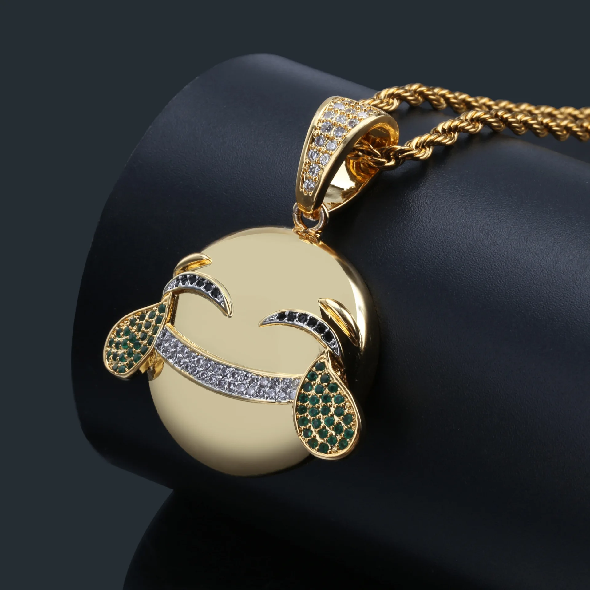 Хип-хоп AAA CZ Циркон проложенный ледяной Побрякушки Золотого Цвета смех слезы