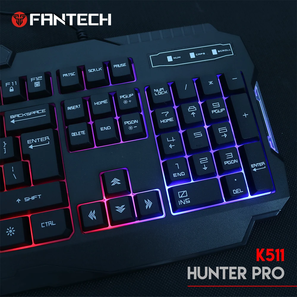 Игровая клавиатура FANTECH K511 игровая с подсветкой USB 104 резиновые колпачки для