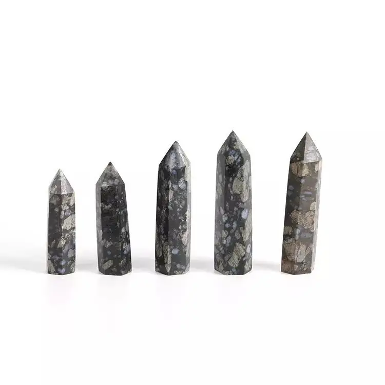 

MOKAGY 90mm -100mm Polished Crystal Stone Point Natural Glaucophane Quartz Wand for Gift 1pc