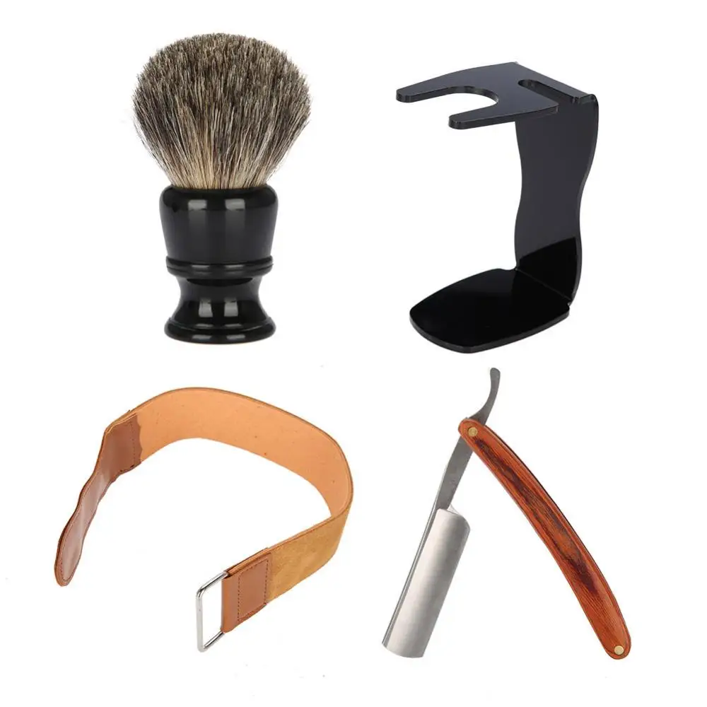 

Man Shave Set Straight Manual Razor Shaving Brush Leather Sharpening Strop Belt Men Grooming Kit