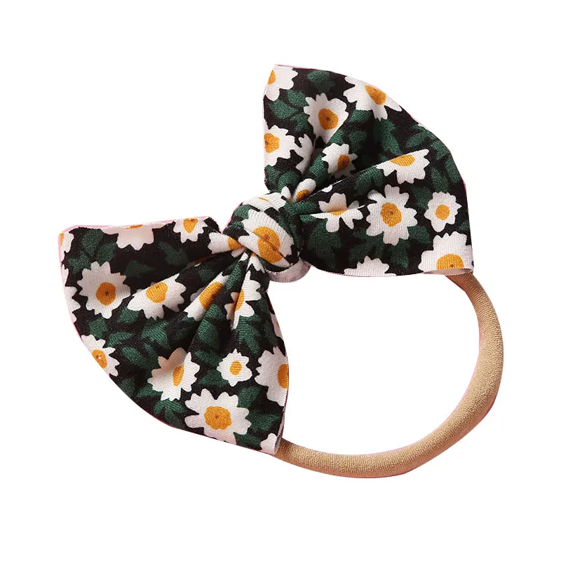 

Newborn Girls Flower Print Headband Toddler Nylon Hairband Elastic Head Band Infant Princess Photography Props Hair Band fashion