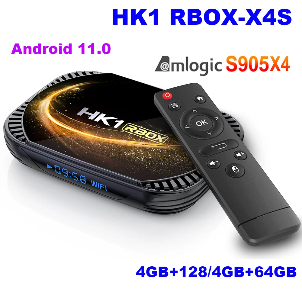 

HK1 RBOX X4S Android 11.0 Amlogic S905X4 Smart TV BOX 4GB RAM 32GB/64GB/128GB 2.4G&5G Dual Wifi 4K 100M Media Player Set Top Box