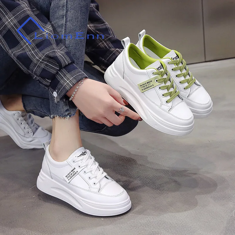 

2021 Ladies Platform White Sneakers Women Flat Casual Sports Shoes Woman PU Leather Vulcanized shoes Tennis Female basket femme