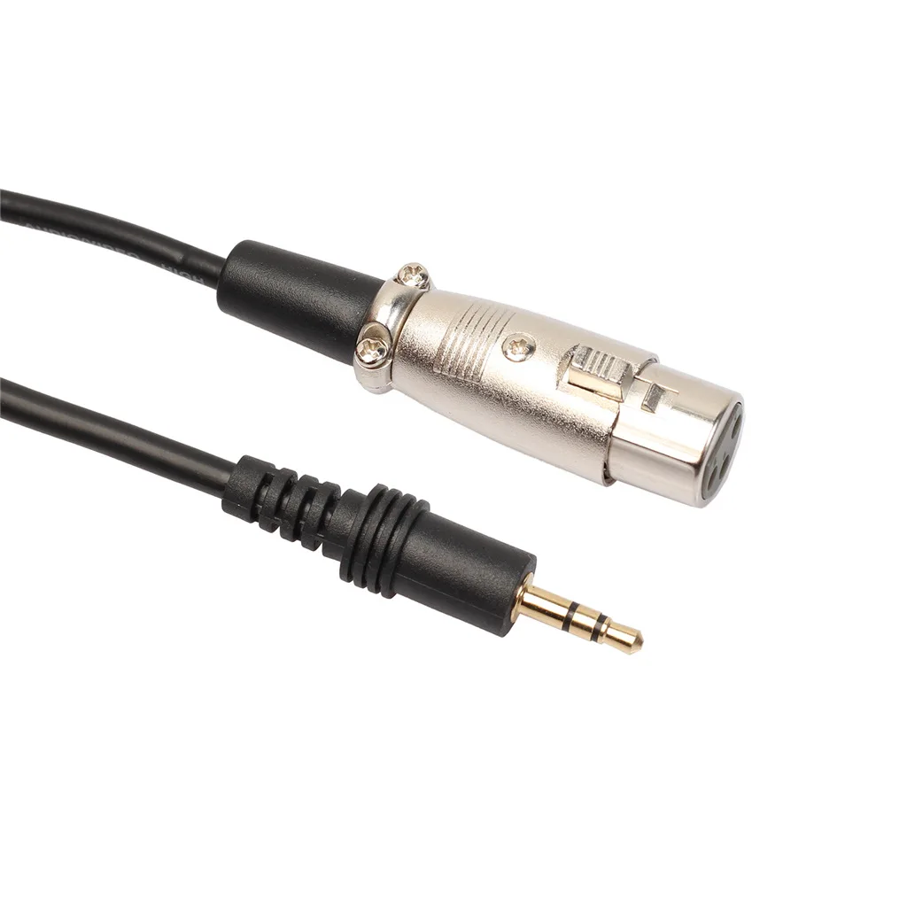 

3M Black Zinc Alloy Head Mobile Phone Live K Song Camcorder 3.5mm Rotary Kanon Mother Microphone Wire