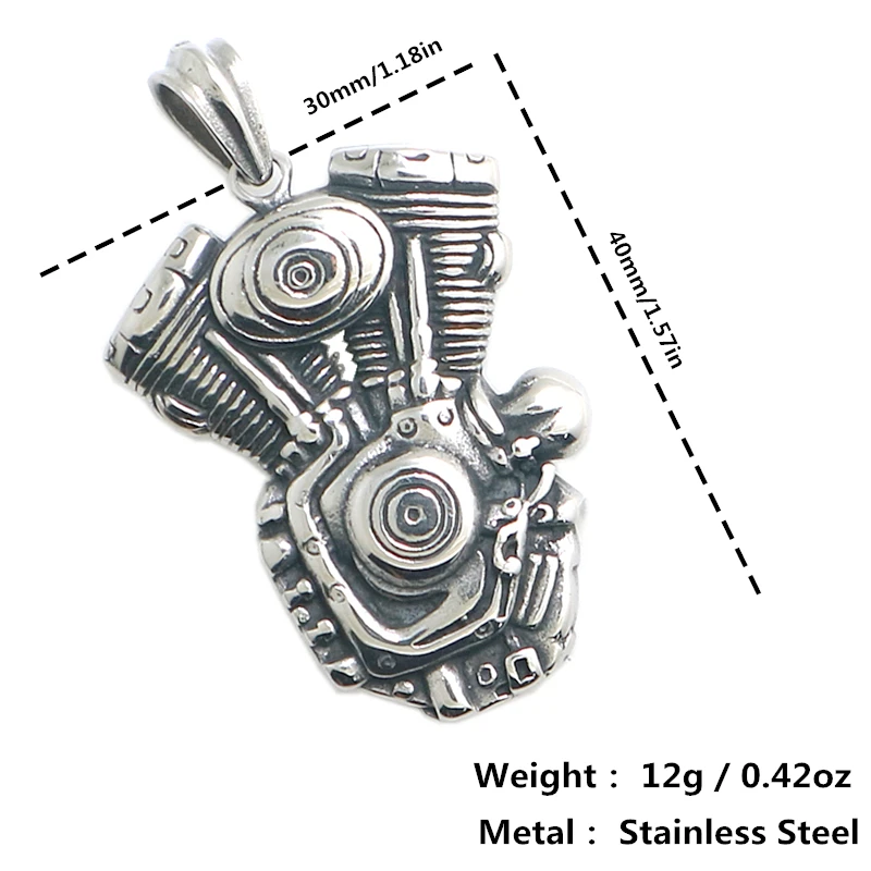 

Men Boy 316L Stainless Steel Big Classic Engine Pendant