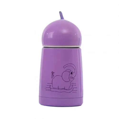 Light Purple Новая портативная 300 мл Вакуумная бутылка для детей с принтом слона из нержавеющей стали Вакуумная Термокружка вакуумные бутылки для воды для школы - Цвет: Light Purple