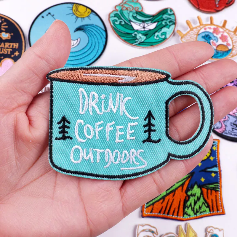 Нашивка горы приключения аппликация с волнами патчи вышивкой утюгом на одежде