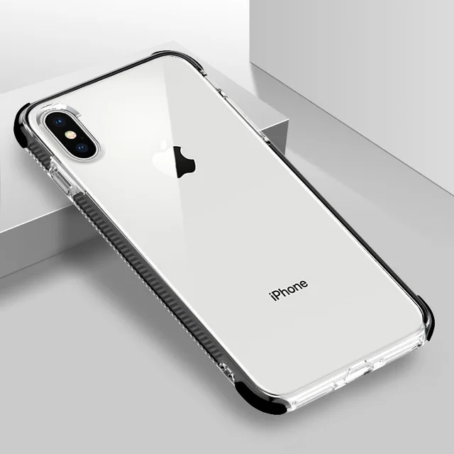 Black Двухслойный противоударный Прозрачный чехол для iphone 7, 8, 6, 6S Plus, Gasbag, полный корпус, мягкий чехол для iphone 11 Pro Max X XS, чехол для Max XR - Цвет: Black