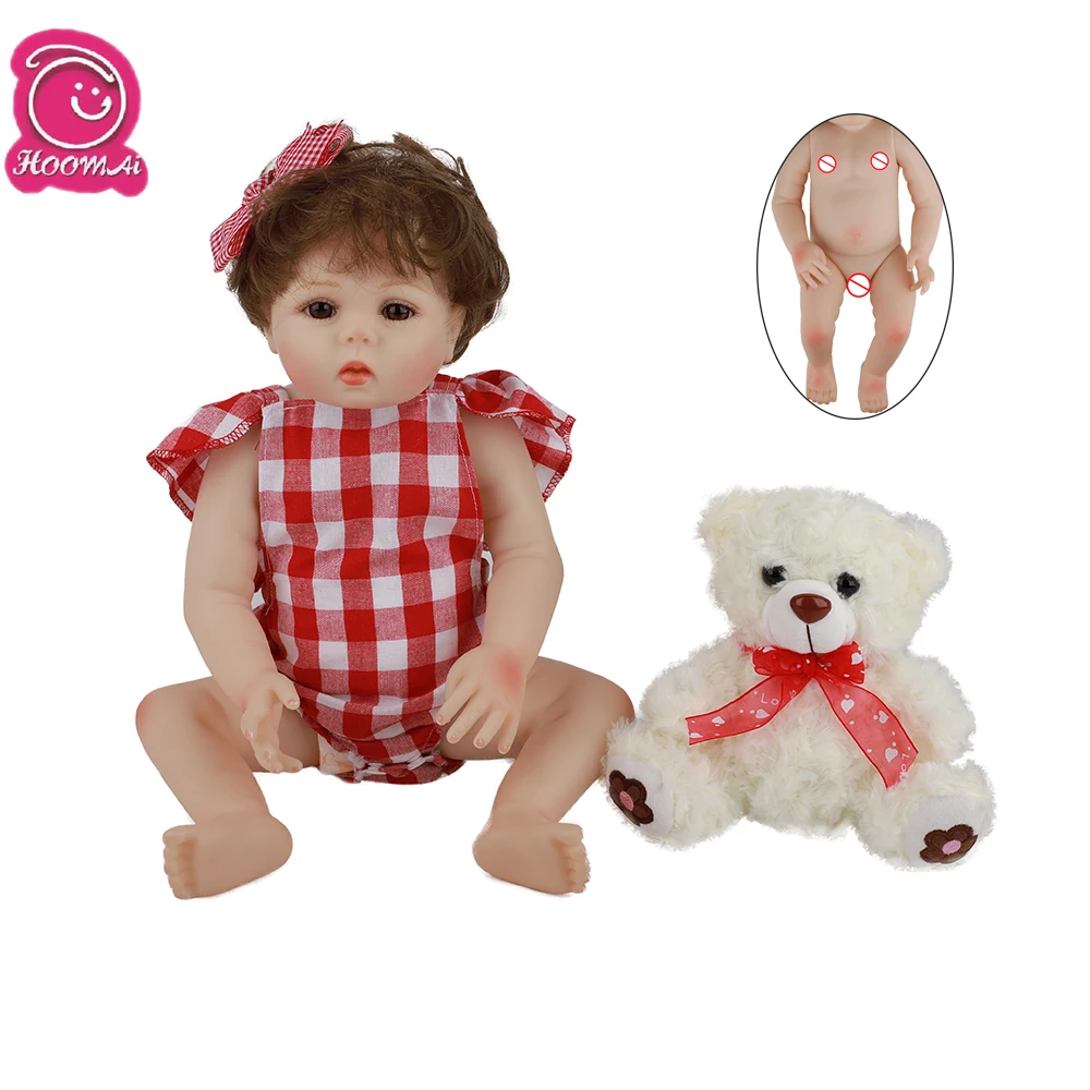 

Hoomai Realistic Newborn Baby curly hair 18 '' Full Silicone Body Lifelike Bebe Reborn Dolls For Children Birthday Gift Toy
