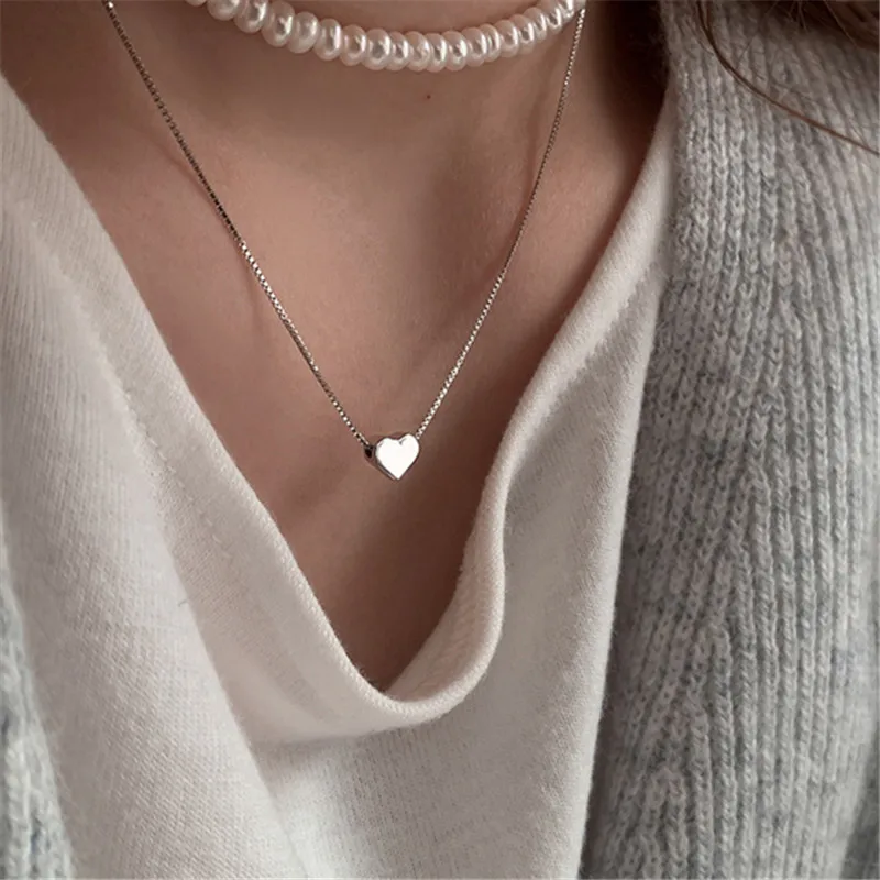 Ожерелье серебряного цвета с подвеской в форме сердца для женщин Модная