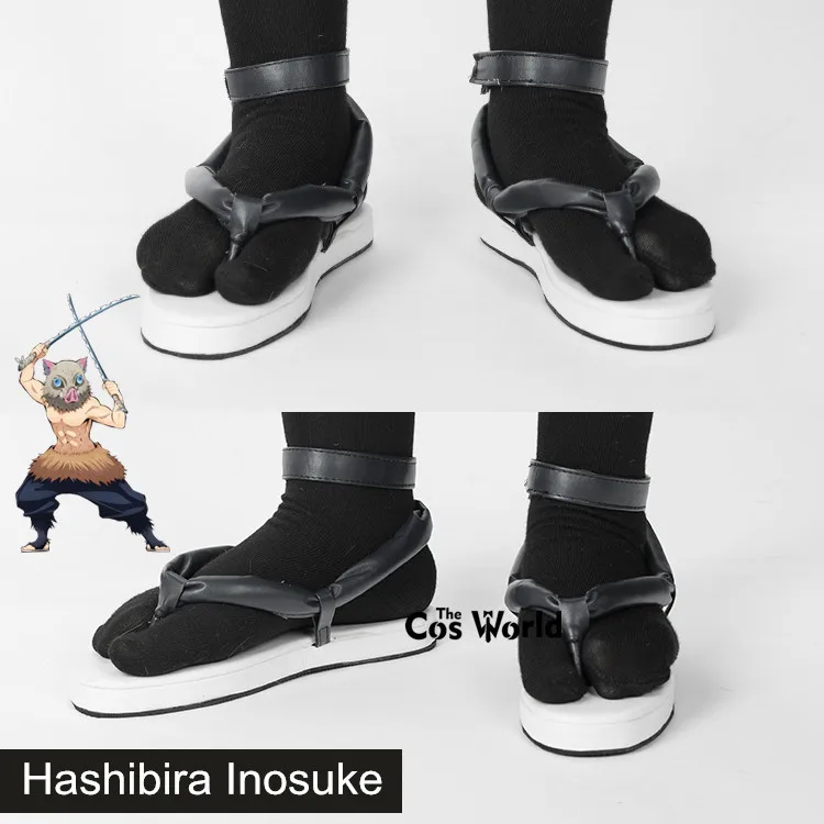 Shoes Demon Slayer: Kimetsu no Yaiba Hashibira Inosuke Apron Pants Outfit Anime Cosplay Costumes - Цвет: Shoes