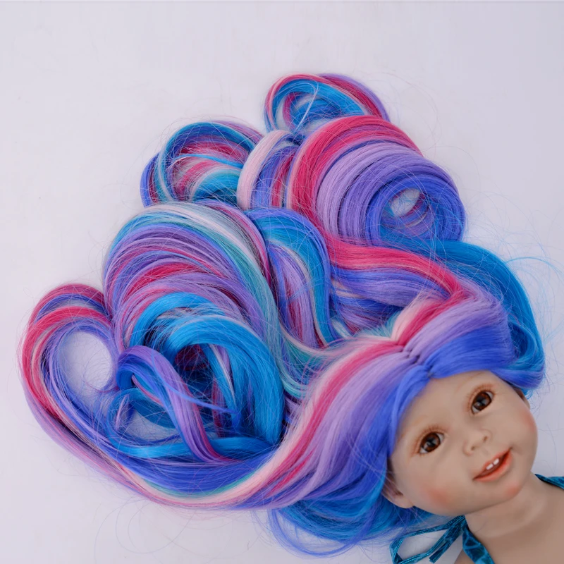

Muziwig Reborn baby Doll wigs for 18 inch doll Long Wavy Curly Heat Resist colorful Doll Wigs doll accessory