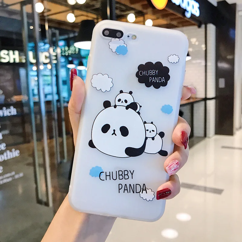 black 1 Забавный мультяшный чехол для телефона с пандой для iphone X XS чехол для MAX XR для iphone 7 6s 8 plus милый чехол кукла подставка поддержка мягкий чехол s Capa - Цвет: black 1