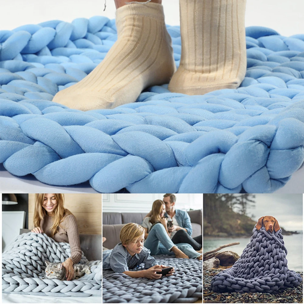 Одеяло для ручного вязания сделай сам очень толстая пряжа из мягкой Мериносовой