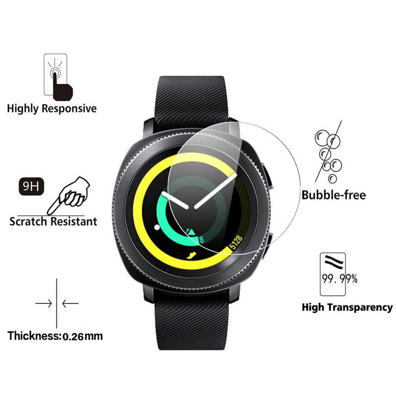 Tempered Glass for Samsung Gear S4 Screen Protector 9H On Protection Film Tempered Glass for Samsung Gear Sport Gear S4 Cover HD