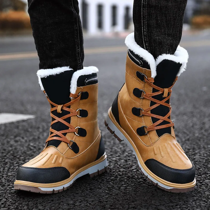 Мужская зимняя обувь зимние ботинки теплые Нескользящие утолщенные
