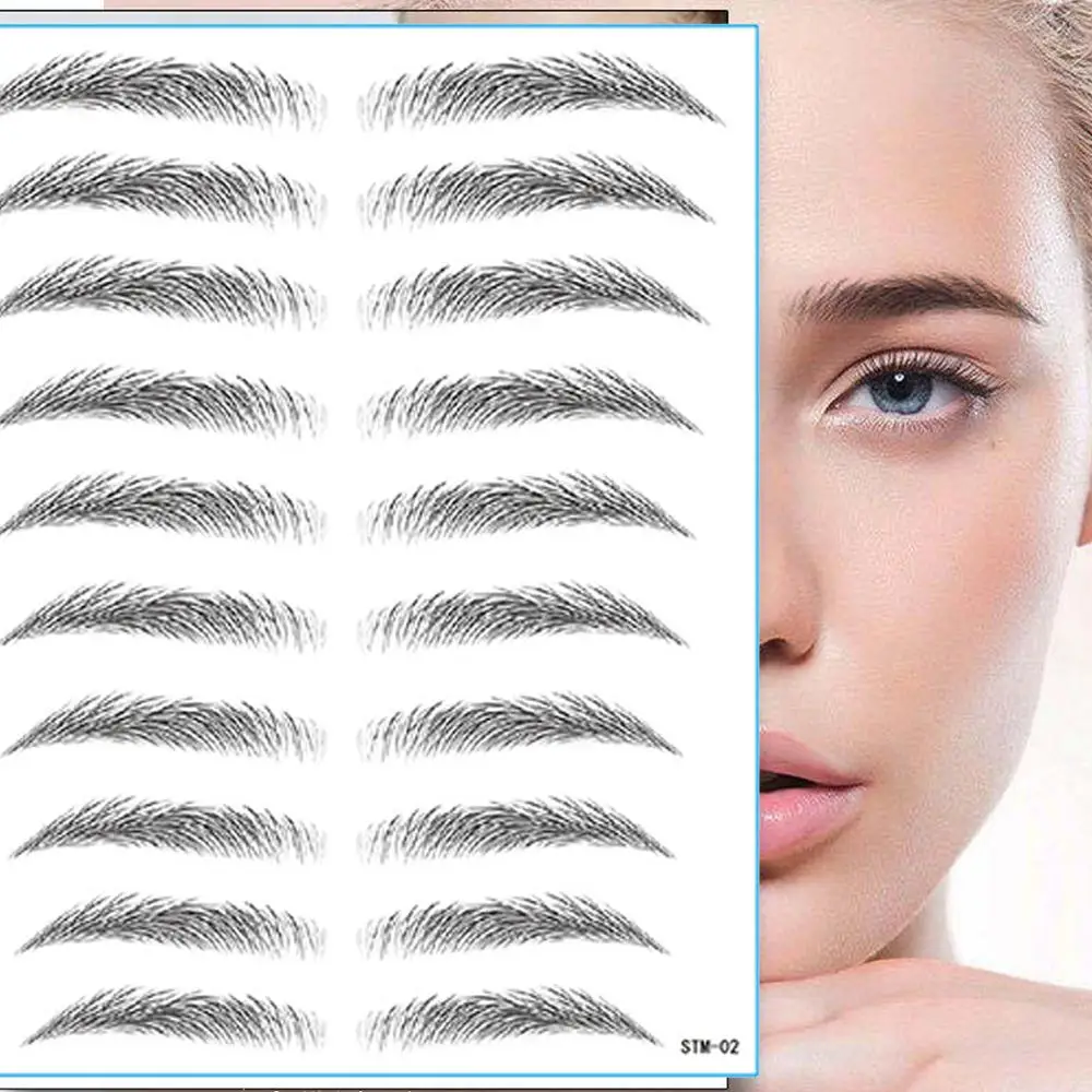 Накладные 3D накладные брови водостойкие на водной основе наклейки для