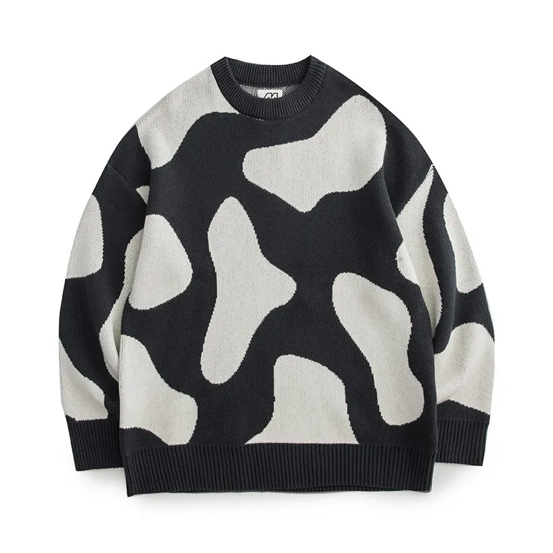 2021 осенний парный вязаный свитер с круглым вырезом и длинным рукавом мужские
