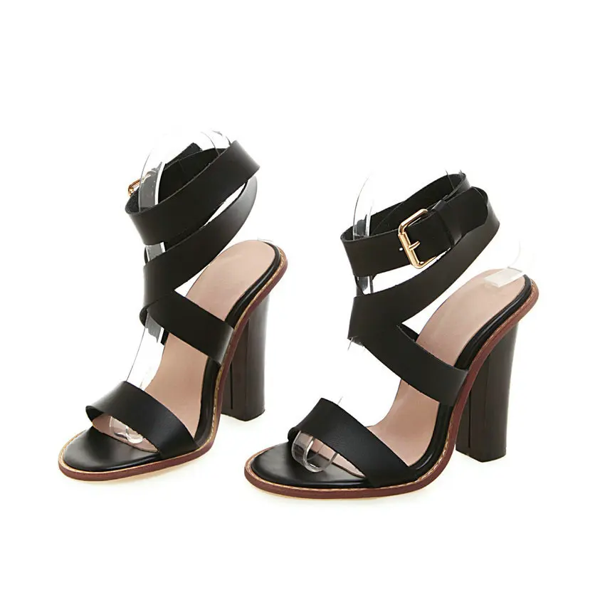 Женские сандалии ESVEVA элегантные черные туфли на высоком каблуке с ремешком