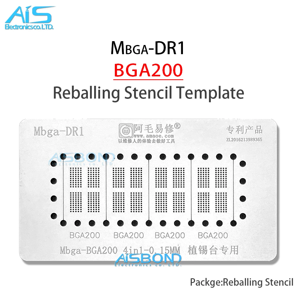 

BGA Reballing Stencil Template For K4F6E304HB-MGCH D9TFW D9TFT D9TXQ BGA200 FBGA200 DDR RAM Nand Plant Net Storage Steel Mesh