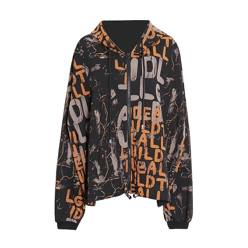 

New fashion printing and dyeing letters in spring 2021 casual cardigan sweater jacket short jacket for women