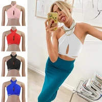 women club wrap cropped top halter bandage backless sleeveless crop tops streetwear sexy chic party