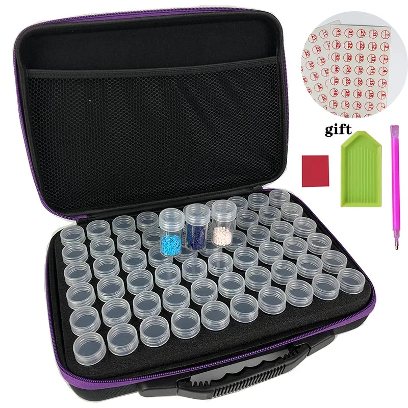 

New Diamond Painting Accessories Carry Case Container Storage Box 60 Bottles diamant painting Hand Bag Tools