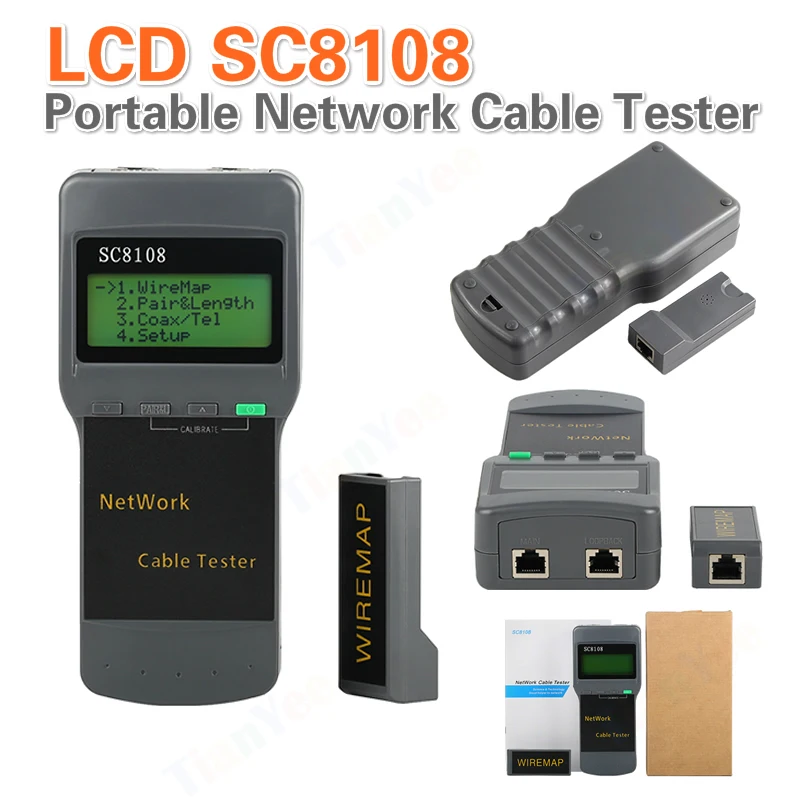 LCD SC8108 Portable Network Cable Tester Meter&LAN Phone Cable Tester & Meter With LCD Display RJ45