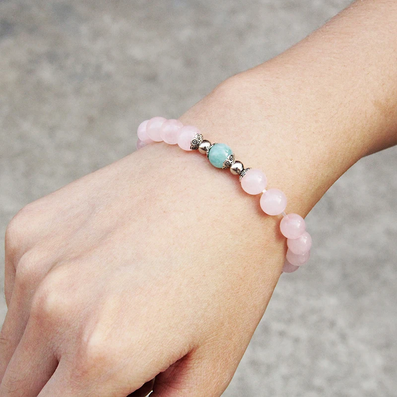 Браслет из розового кварца с натуральным камнем для мужчин и женщин браслеты