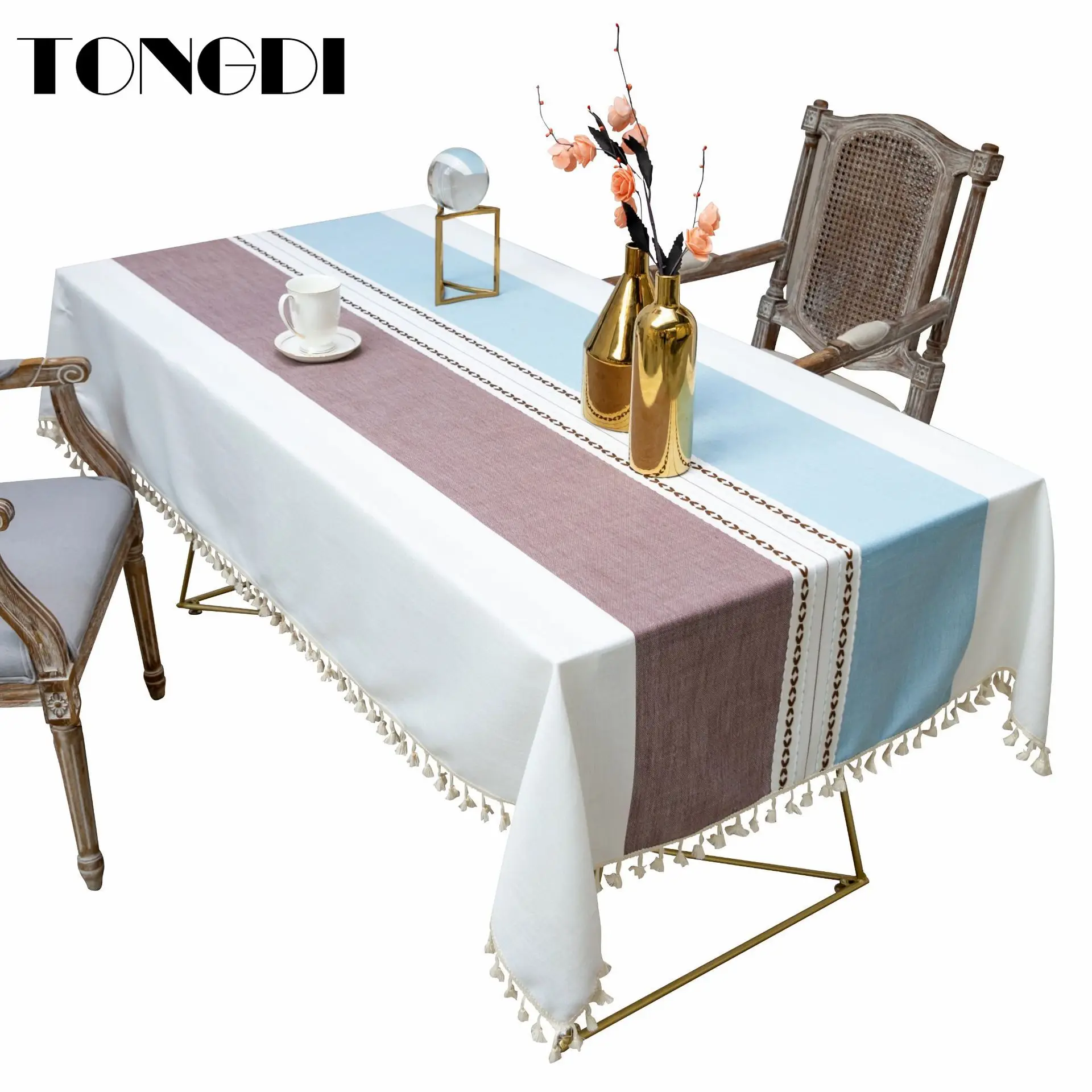 TONGDI скатерть постельное белье в средиземноморском стиле кружевная вышивка